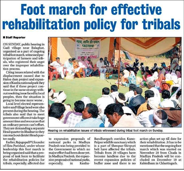 Ekta Parishad’s footmarch in India’s tribal belt goes on - article in the Hitvada